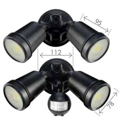 Brilliant HUNTER III - 22W LED Twin Head Exterior Spotlight IP44 - 4200K-Brilliant Lighting-Ozlighting.com.au