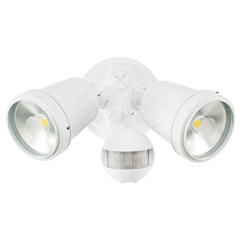 Brilliant HUNTER III - 22W LED Twin Head Exterior Spotlight With Sensor IP44 - 4200K-Brilliant Lighting-Ozlighting.com.au