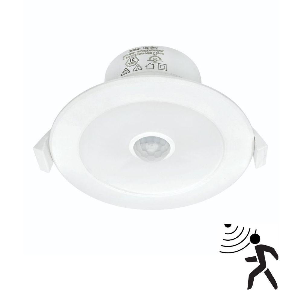 Brilliant LUMASCAN LED Downlight - Round 9W Colour Switchable, PIR Sensor IP44-Brilliant Lighting-Ozlighting.com.au