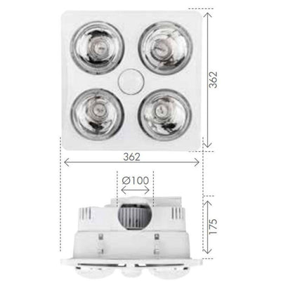 Brilliant NEWTON-4 - 3-in-1 Bathroom Heater-Light-Exhaust Fan-Brilliant Lighting-Ozlighting.com.au