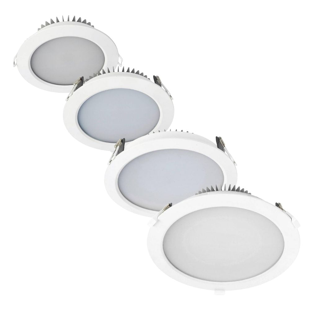 Brilliant RAMSIS LED Downlight - 13W/15W/18W/24W Tri-Colour Dimmable Flat Face, IP44, Tri-Colour-Brilliant Lighting-Ozlighting.com.au