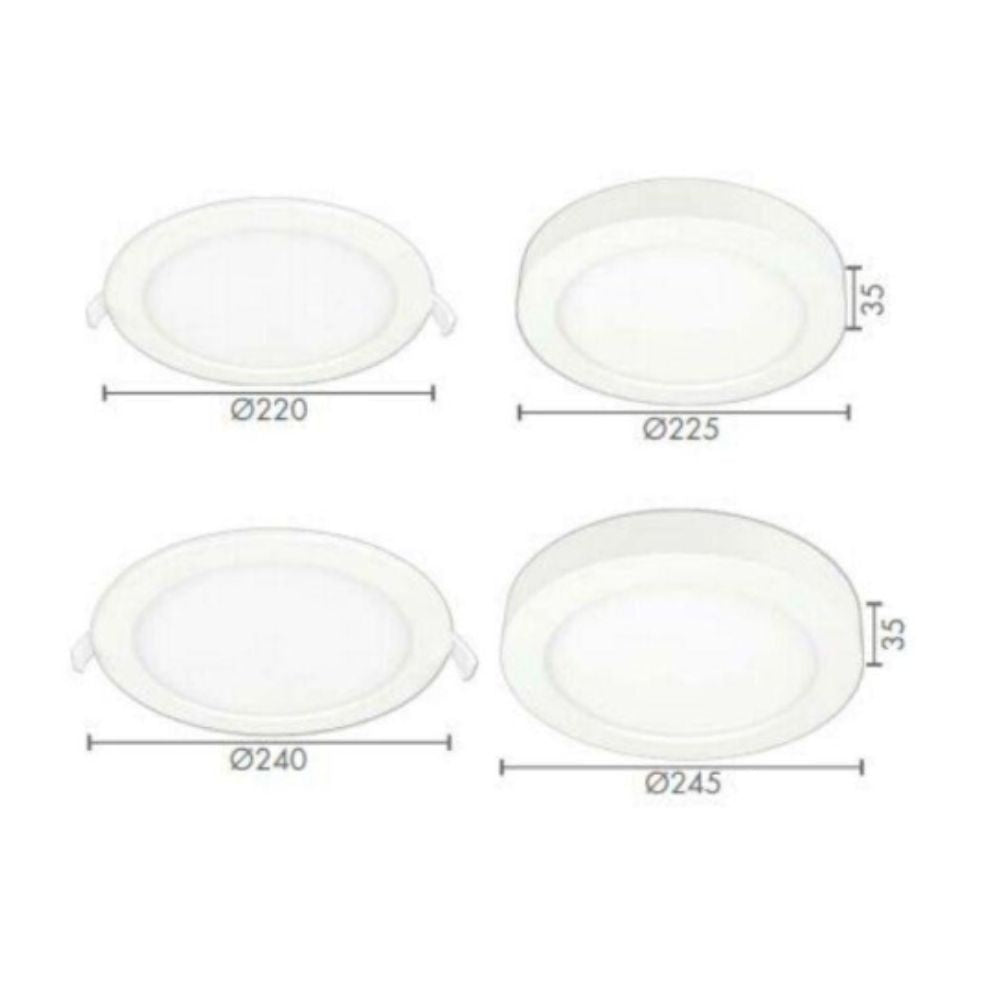 Brilliant THE-DUET LED Downlight - 18W/24W Tri-Colour 195mm/215mm Round Recessed/Surface Mount-Brilliant Lighting-Ozlighting.com.au