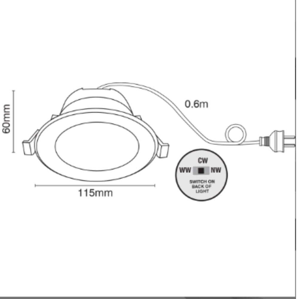 Brilliant UNI TRIO LED Downlight - 8W Tri-Colour Dimmable Flat Face, Interchangeable Colour Trims IP44-Brilliant Lighting-Ozlighting.com.au