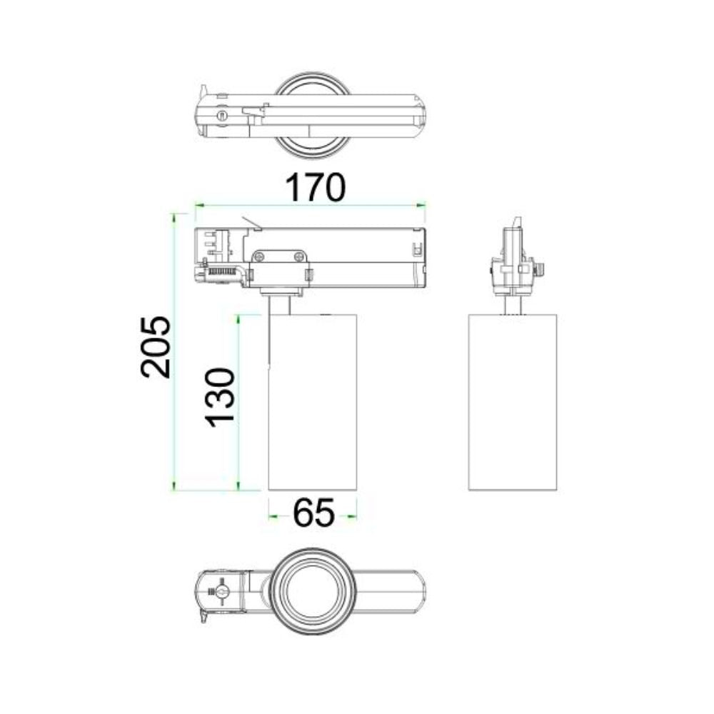 CLA - 15W 4 Wire 3 Circuit LED Track Head Fittings IP20-CLA Lighting-Ozlighting.com.au