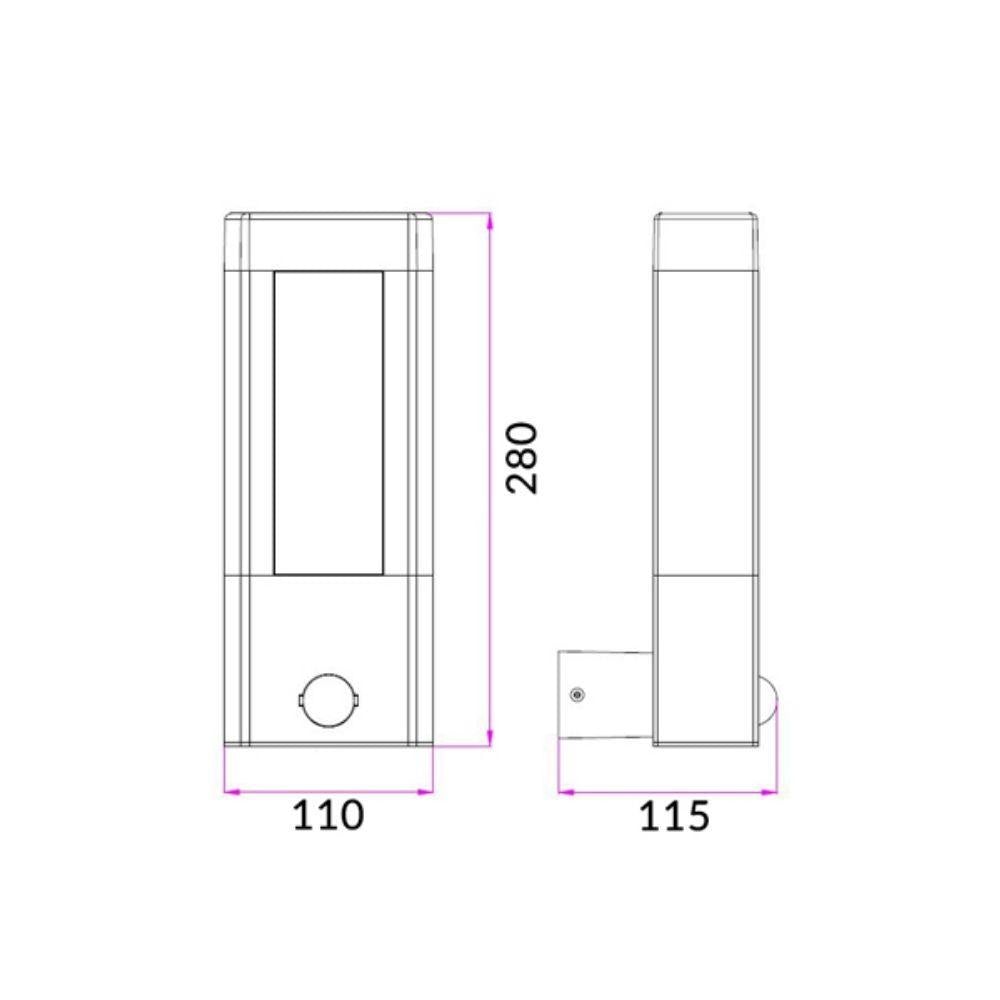 CLA AMUN - 10W LED Exterior Wall Light With Sensor IP54 - 3000K-CLA Lighting-Ozlighting.com.au