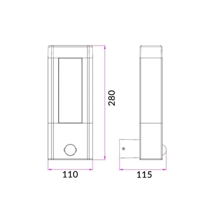 CLA AMUN - 10W LED Exterior Wall Light With Sensor IP54 - 3000K-CLA Lighting-Ozlighting.com.au