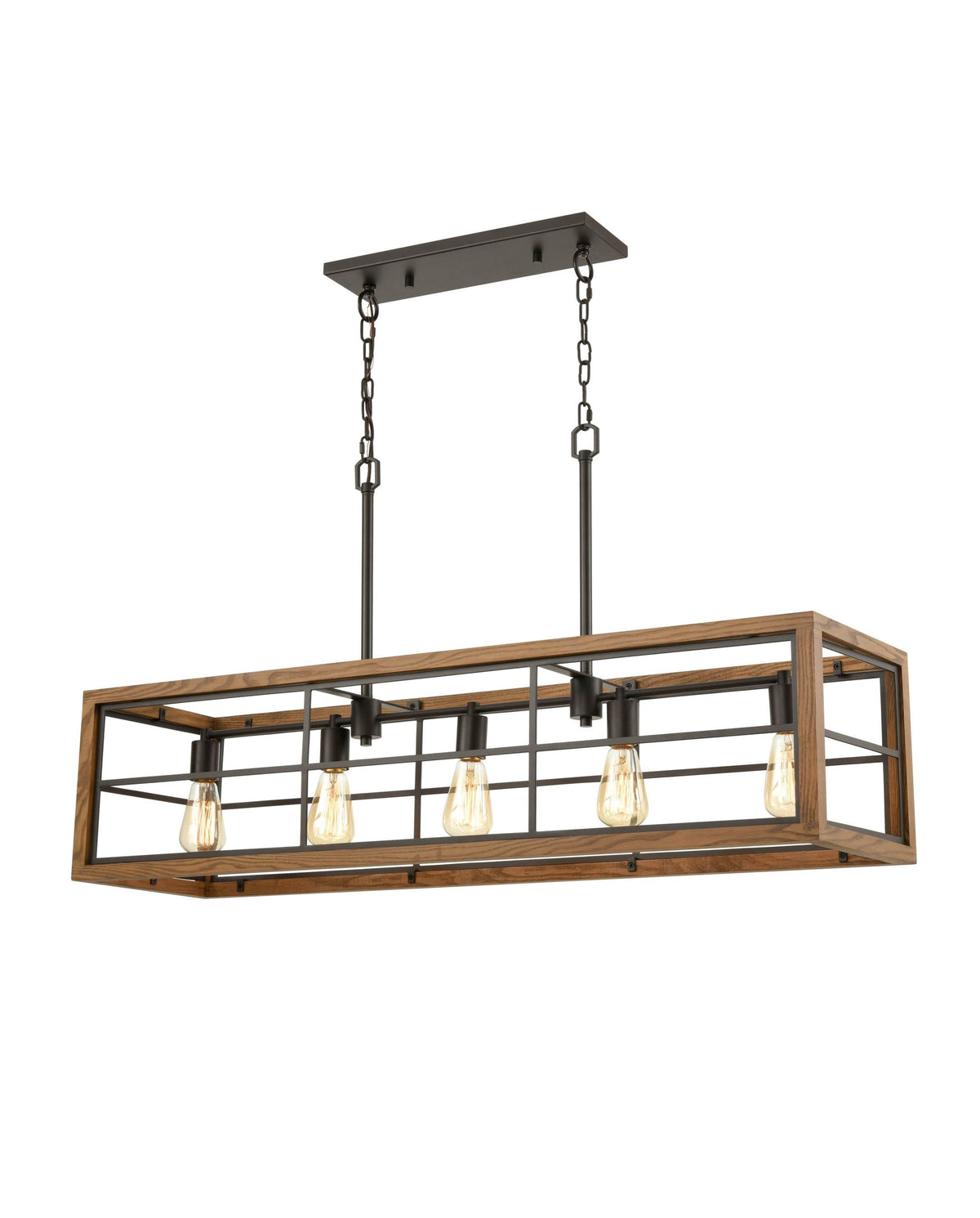CLA BANQUET Pendant - 5 Light, Rectangular, Wood-CLA Lighting-Ozlighting.com.au