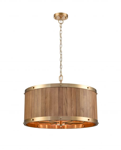CLA BARRIQUE - 6 Light Drum Wood Pendant-CLA Lighting-Ozlighting.com.au
