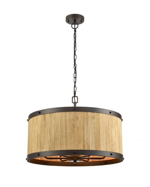 CLA BARRIQUE - 6 Light Drum Wood Pendant-CLA Lighting-Ozlighting.com.au