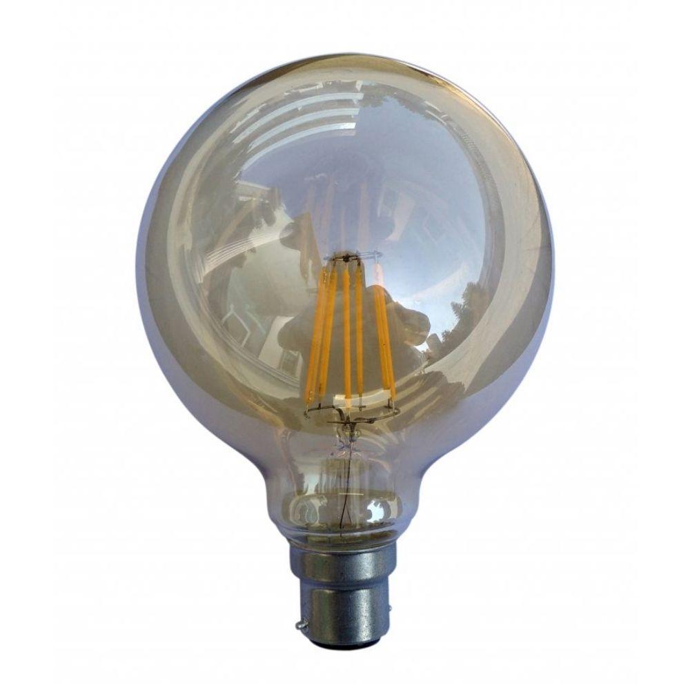 CLA GLOBE - 6W LED G95/G125 Shape Spherical Vintage Filament Amber Glass Globe 2200K - B22/E27-CLA Lighting-Ozlighting.com.au