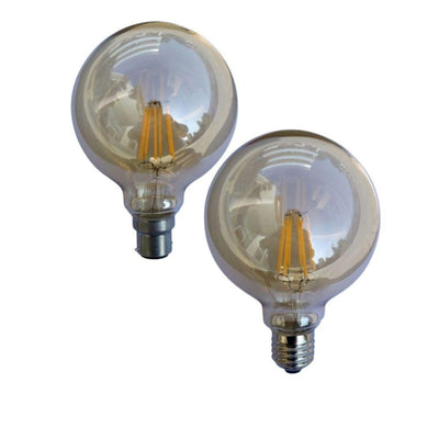 CLA GLOBE - 6W LED G95/G125 Shape Spherical Vintage Filament Amber Glass Globe 2200K - B22/E27-CLA Lighting-Ozlighting.com.au