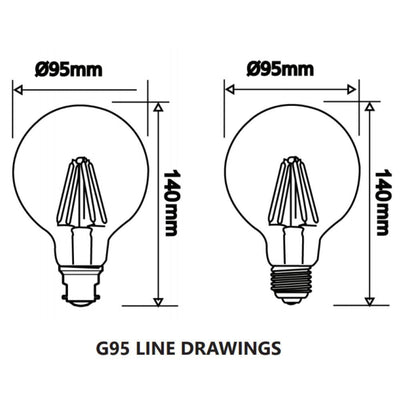 CLA GLOBE-LF - 6W LED Dimmable G95 Spherical Filament Clear Glass Globe - B22/E27-CLA Lighting-Ozlighting.com.au