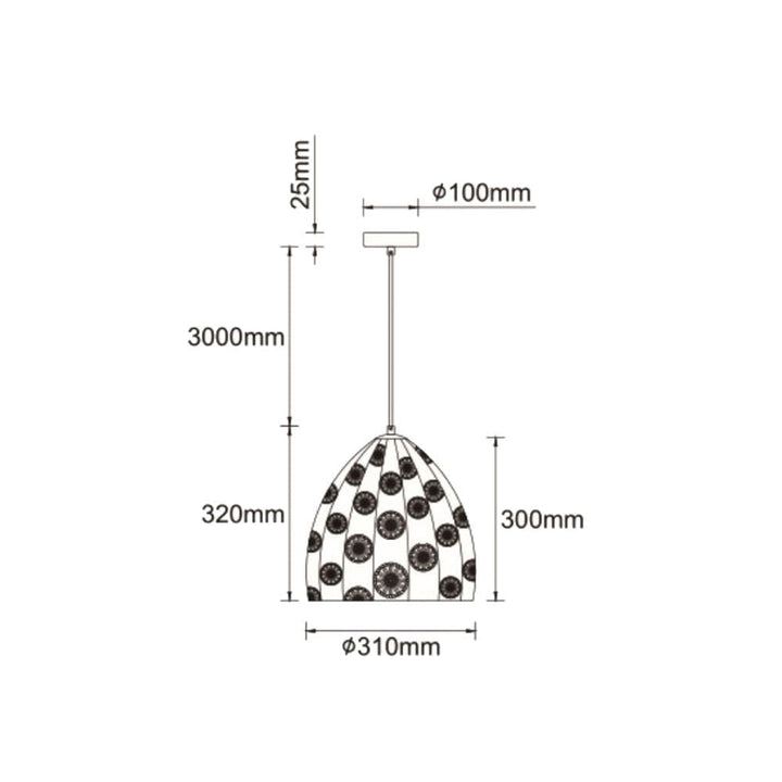 CLA SARI - 25W 1 Light Interior Embossed Pendant Light IP20-CLA Lighting-Ozlighting.com.au