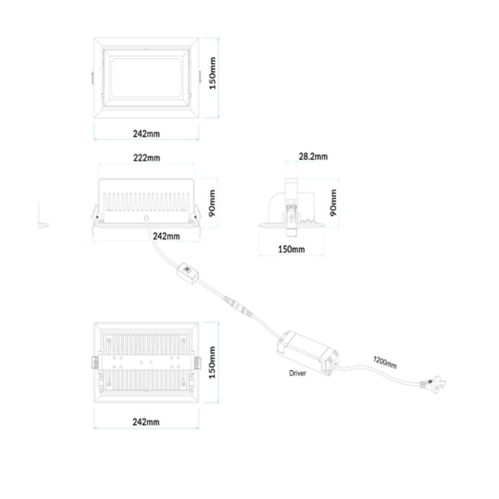 CLA SHOPTRI LED Downlight - 35W, Tri-Colour, Dimmable, IP20, Recessed-CLA Lighting-Ozlighting.com.au