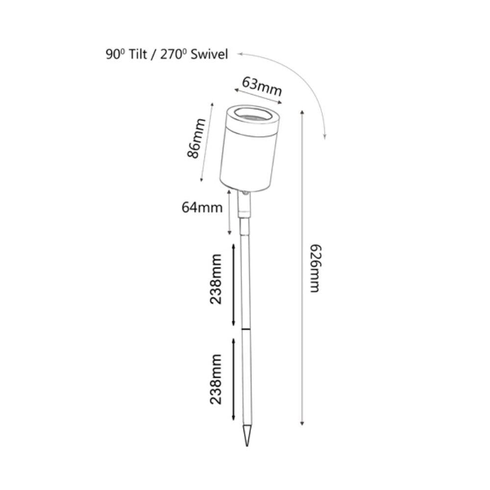 CLA SPMS - MR16 12V DC Exterior Adjustable Head Garden Spike Light IP65 - DRIVER REQUIRED-CLA Lighting-Ozlighting.com.au
