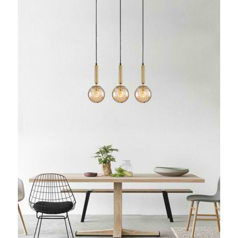 CLA TRATTINO - 1/3 Light Spherical Glass Brass Highlight Pendant Lights IP20-CLA Lighting-Ozlighting.com.au