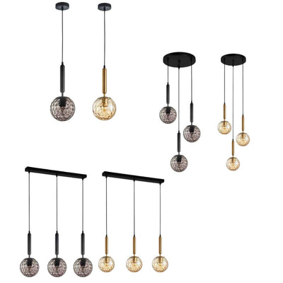 CLA TRATTINO - 1/3 Light Spherical Glass Brass Highlight Pendant Lights IP20-CLA Lighting-Ozlighting.com.au