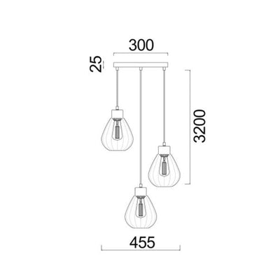 CLA TULIP - 1/3 Light Interior Wine Glass Ribbed Pendant Lights-CLA Lighting-Ozlighting.com.au