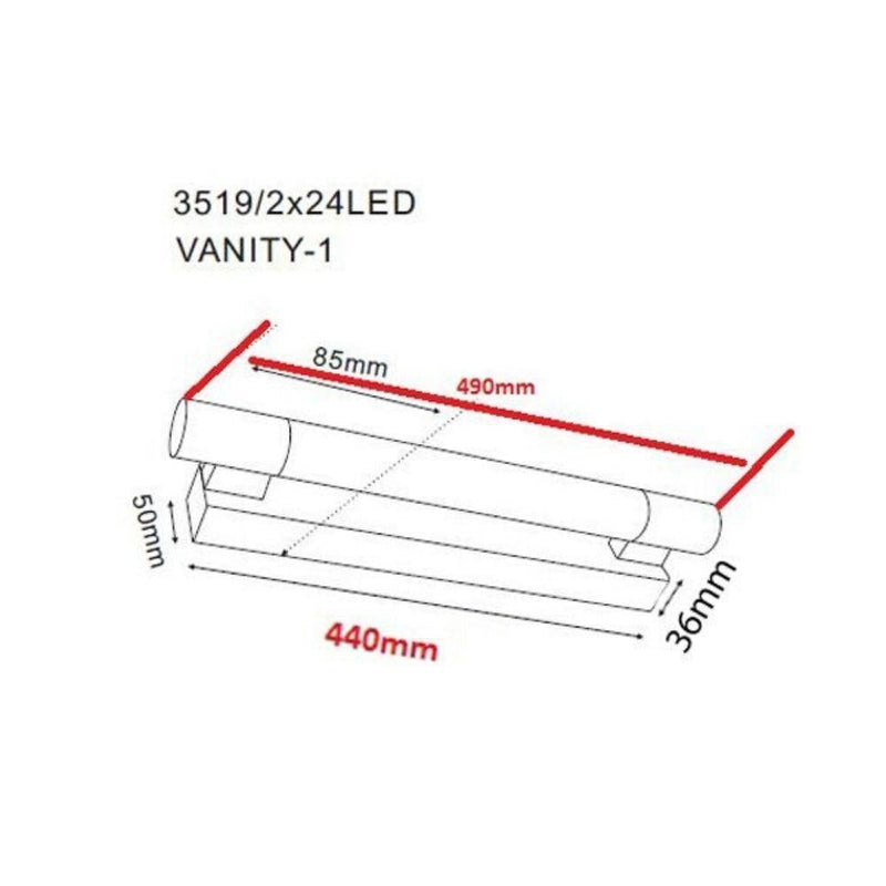 CLA VANITY - LED Wall Vanity Light Chrome 4000K - Short/Long-CLA Lighting-Ozlighting.com.au