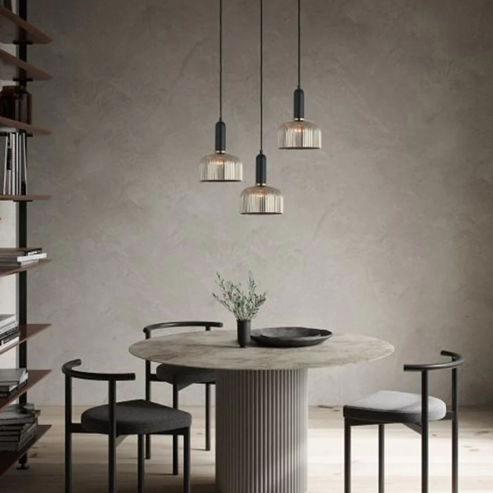 CLA VINTAJ - 1 Light Dome Ribbed Glass Pendant Lights-CLA Lighting-Ozlighting.com.au