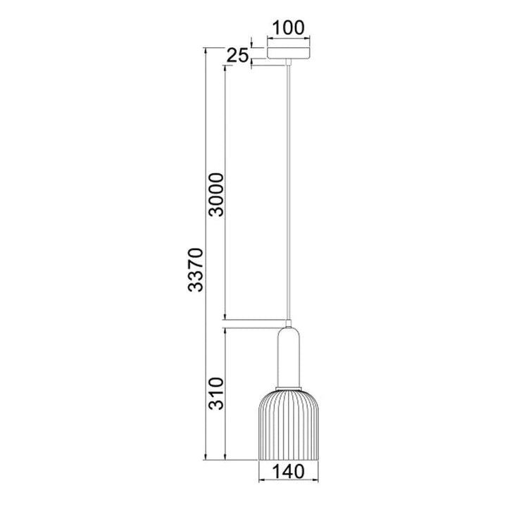 CLA VINTAJ - 1 Light Ellipse Ribbed Glass Pendant Lights-CLA Lighting-Ozlighting.com.au