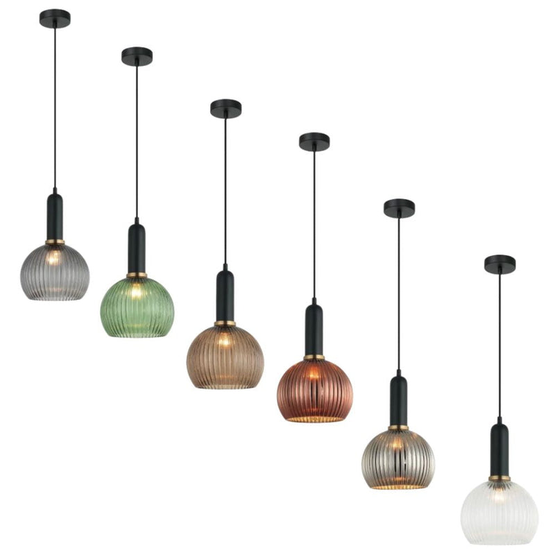 CLA VINTAJ - 1 Light Wine Glass Ribbed Glass Pendant Lights-CLA Lighting-Ozlighting.com.au