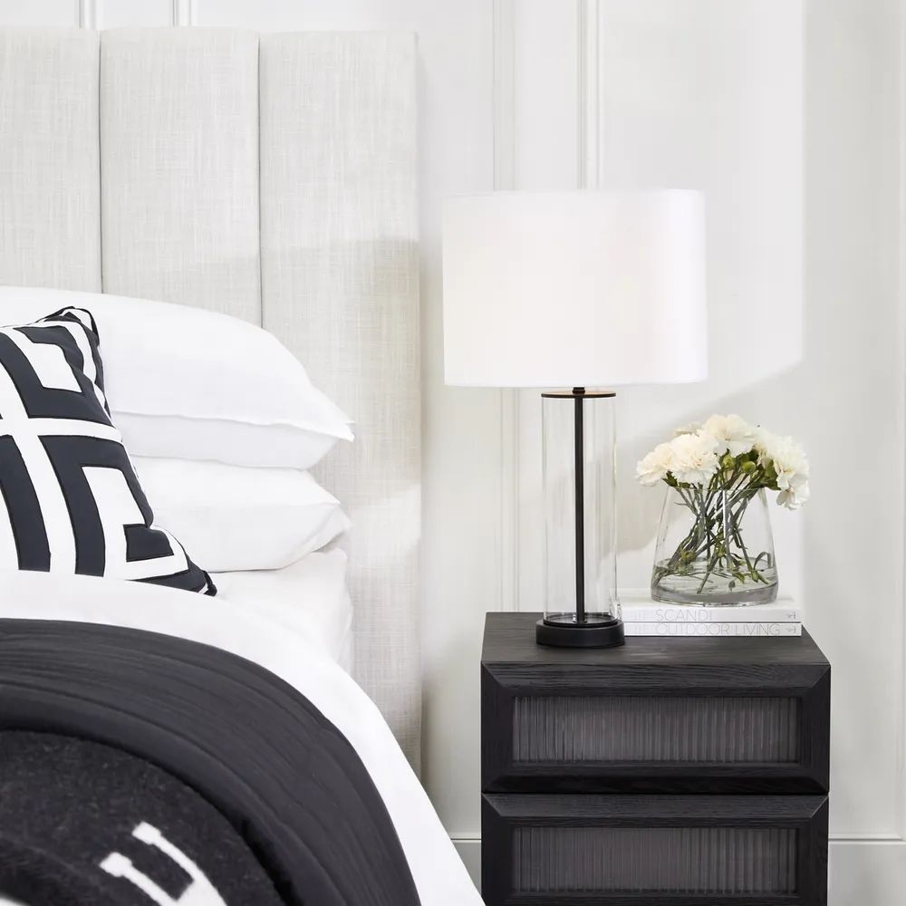 Cafe Lighting EAST SIDE - Cylindrical Clear Glass Table Lamp-Cafe Lighting-Ozlighting.com.au
