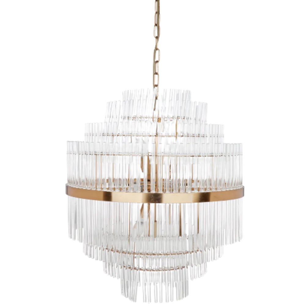 Cafe Lighting LAWRENCE - 8/13 Light Clear Glass Rods Pendant-Cafe Lighting-Ozlighting.com.au