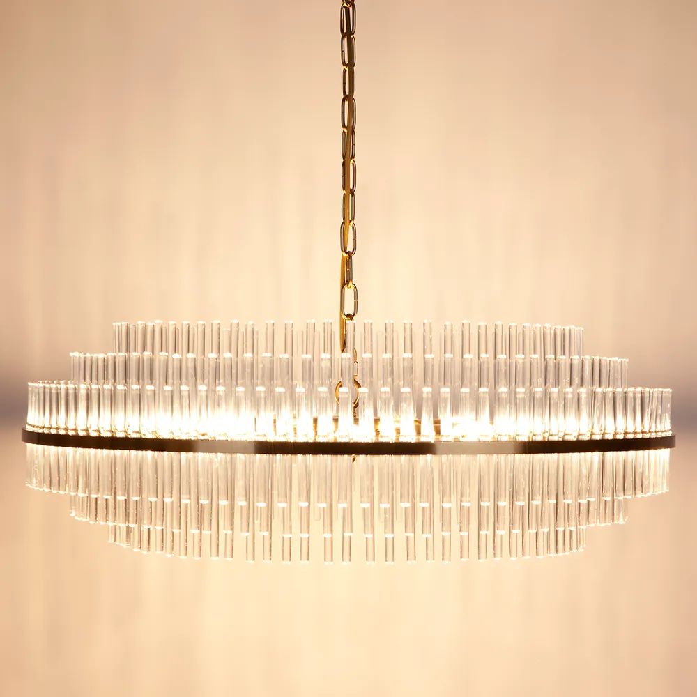 Cafe Lighting LAWRENCE - 8/13 Light Clear Glass Rods Pendant-Cafe Lighting-Ozlighting.com.au