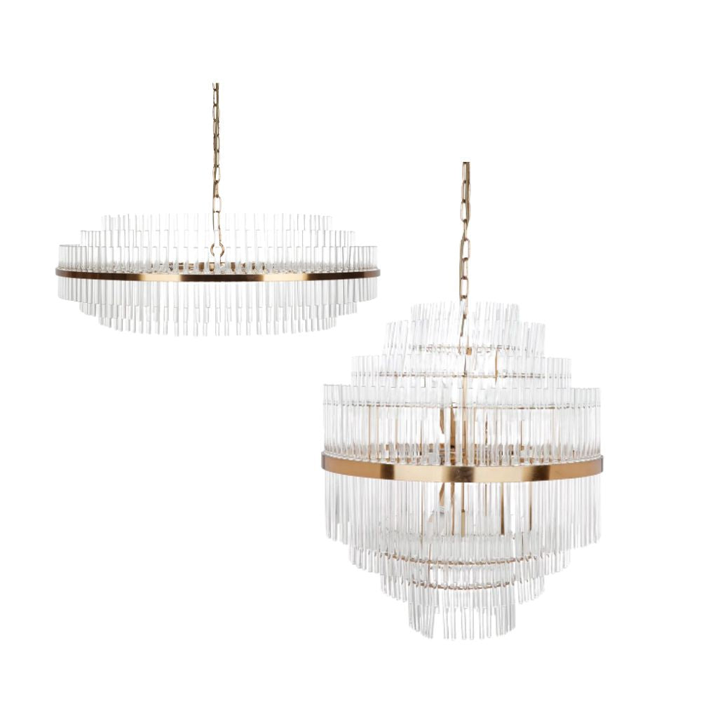 Cafe Lighting LAWRENCE - 8/13 Light Clear Glass Rods Pendant-Cafe Lighting-Ozlighting.com.au