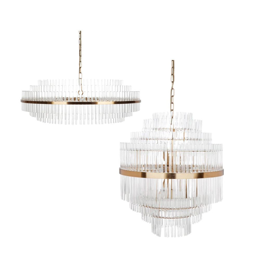 Cafe Lighting LAWRENCE - 8/13 Light Clear Glass Rods Pendant-Cafe Lighting-Ozlighting.com.au