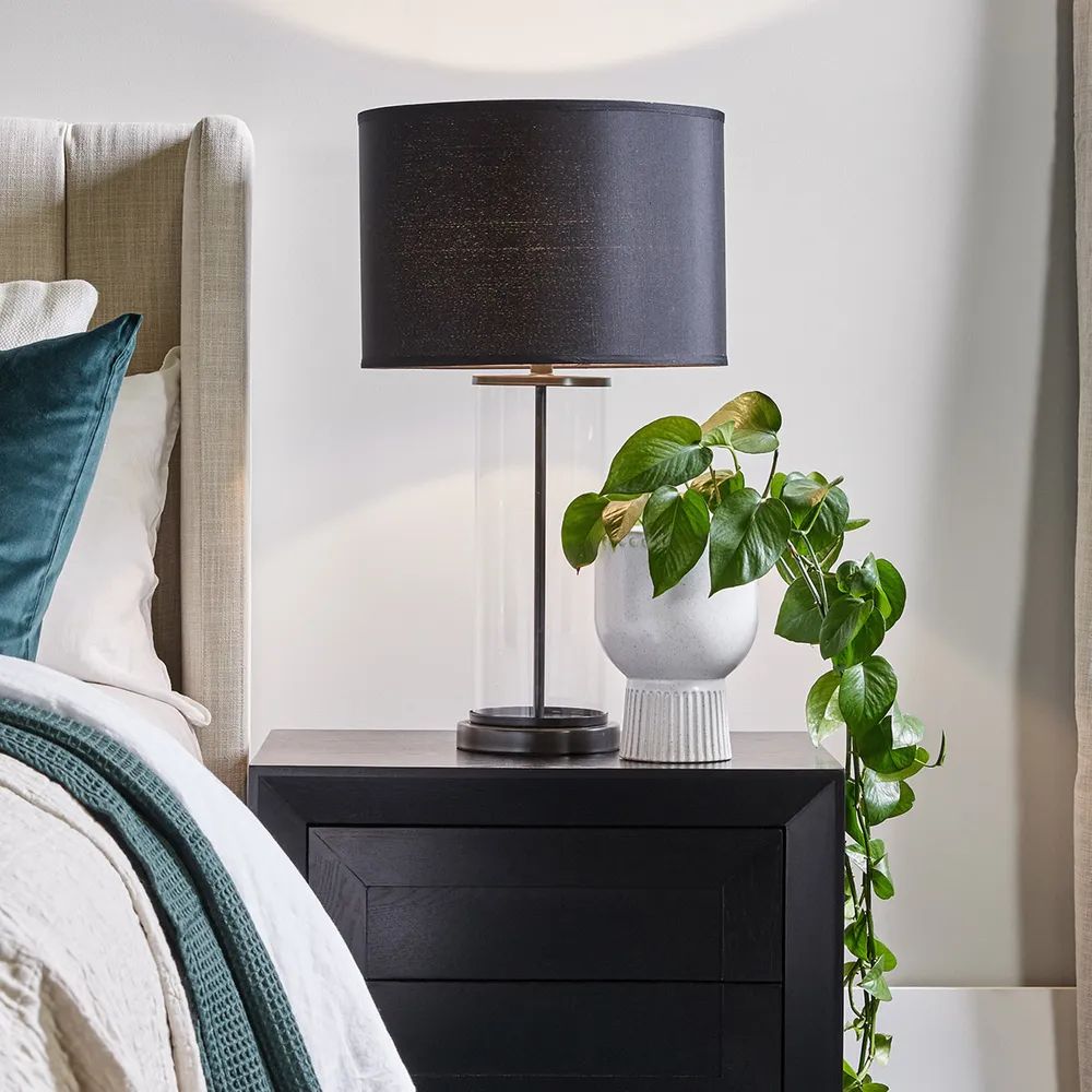 Cafe Lighting LEFT BANK Table Lamp - Cylindrical Clear Glass-Cafe Lighting-Ozlighting.com.au