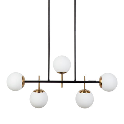 Cafe Lighting MADDOX - 5 Light Linear Bar Cluster Opal Glass Ball Pendant-Cafe Lighting-Ozlighting.com.au