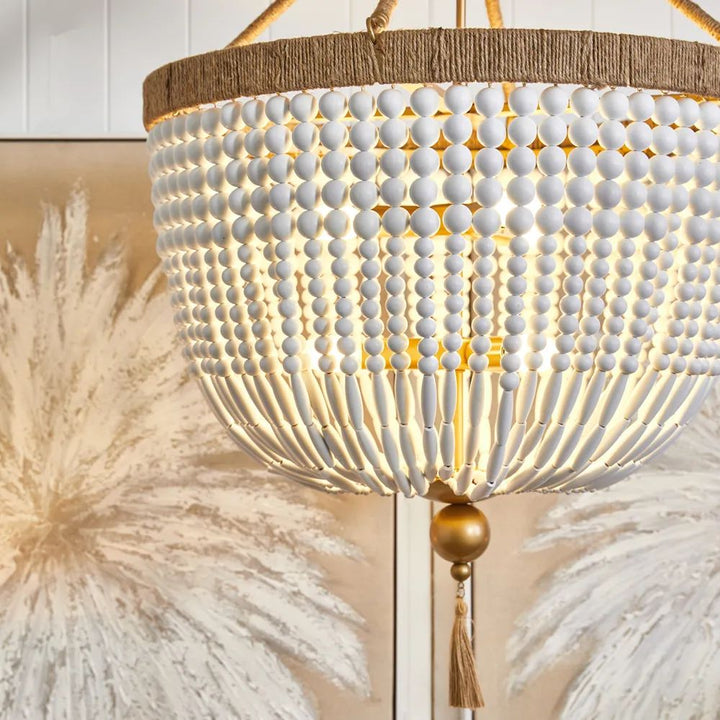 Cafe Lighting MALABAR - 6 Light Large Beaded Pendant-Cafe Lighting-Ozlighting.com.au