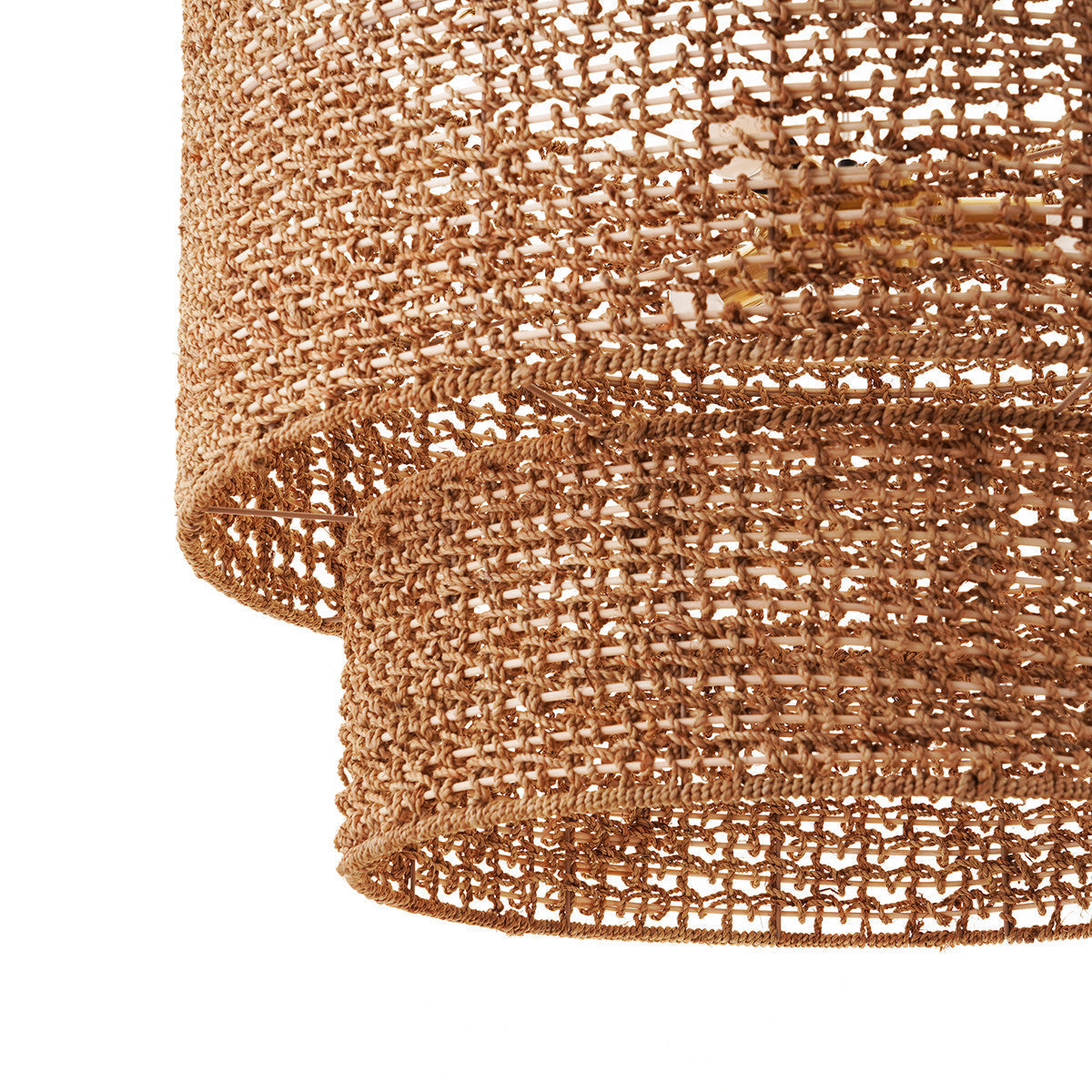 Cafe Lighting NAVARRE Pendant - 81cm Two-Tier Rattan-Cafe Lighting-Ozlighting.com.au