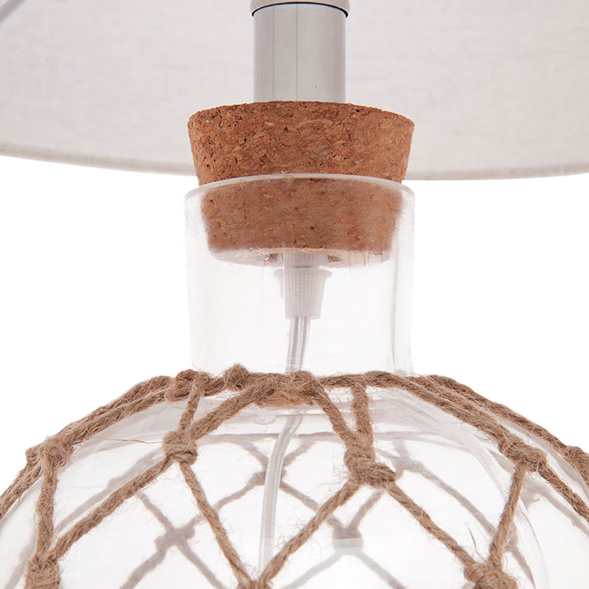 Cafe Lighting SAN JUAN Table Lamp - Clear Glass And Natural Rope-Cafe Lighting-Ozlighting.com.au