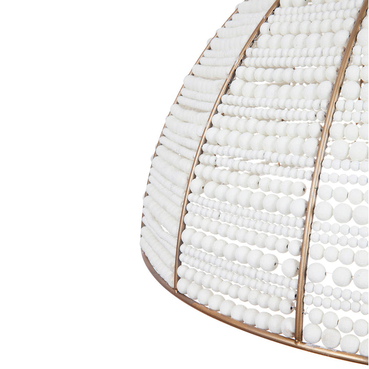 Cafe Lighting SIERRA - White Wooden Beaded Dome Pendant-Cafe Lighting-Ozlighting.com.au