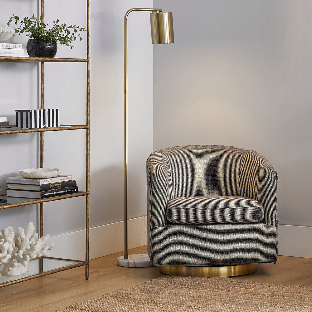 Cafe Lighting SNAPPER - White Marble And Metal Floor Lamp-Cafe Lighting-Ozlighting.com.au