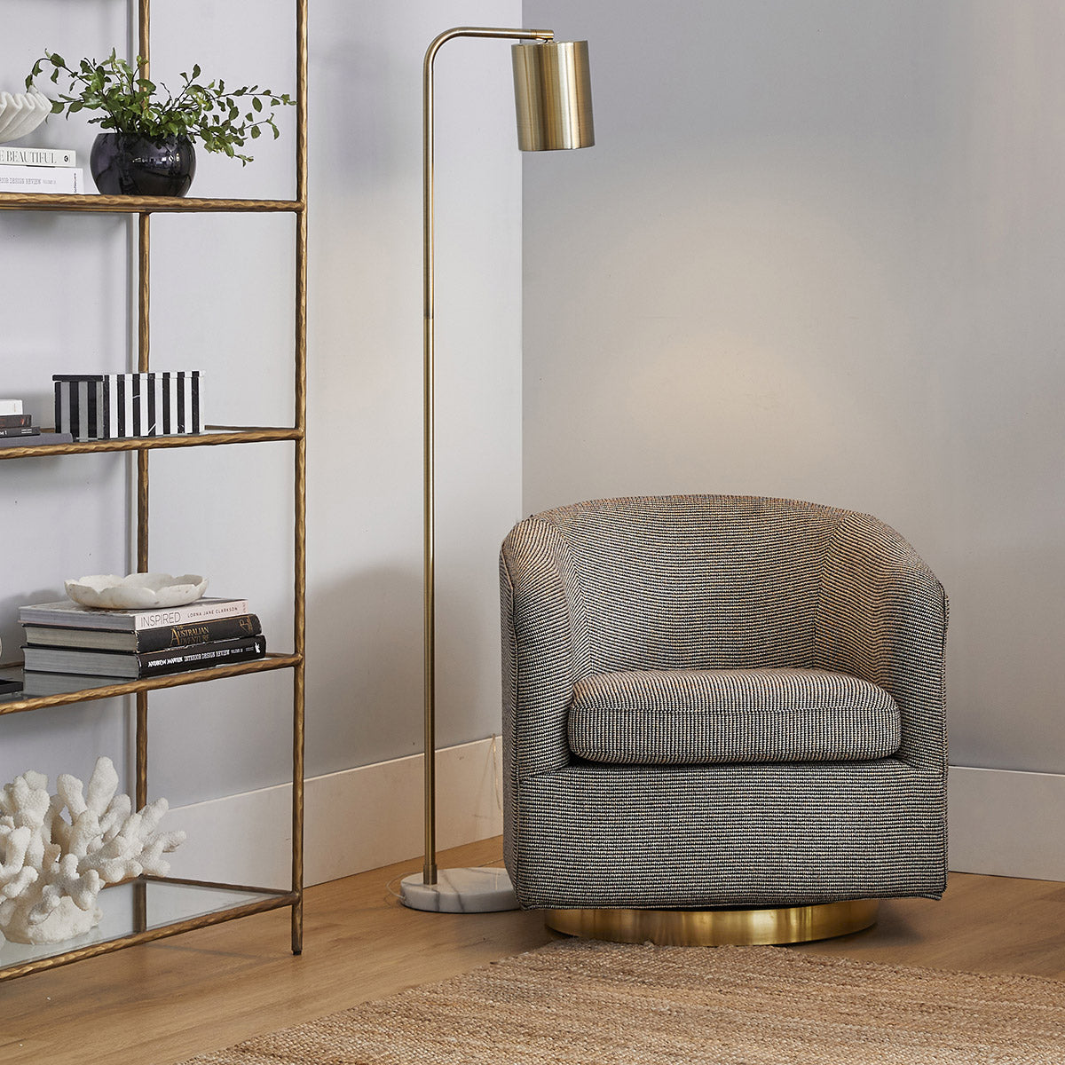 Cafe Lighting SNAPPER - White Marble And Metal Floor Lamp-Cafe Lighting-Ozlighting.com.au