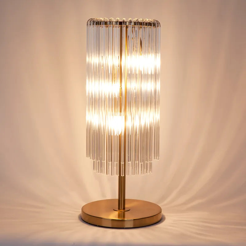 Cafe Lighting ZARA Table Lamp - 3 Light Clear Glass Rods-Cafe Lighting-Ozlighting.com.au
