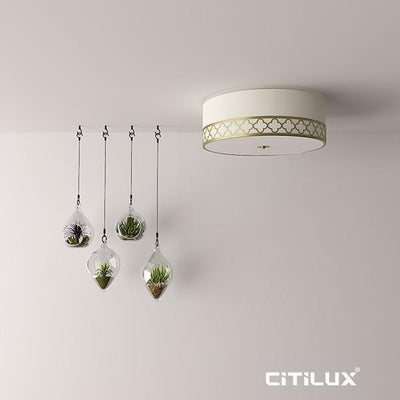 Citilux NEW JERSEY - Fabric Shade with Antique Brass Ceiling Light-Citilux-Ozlighting.com.au