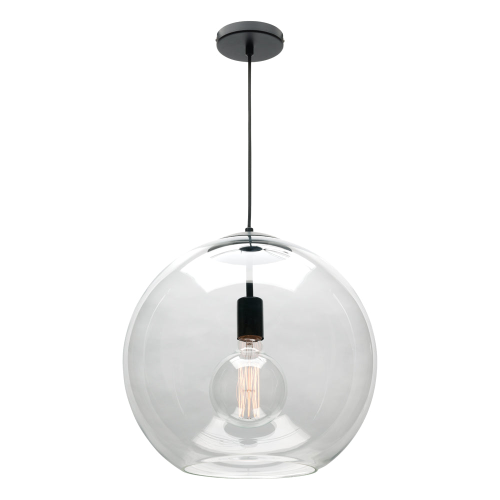 Cougar ORPHEUS Pendant - 1 Light Glass Orb, Black-Cougar Lighting-Ozlighting.com.au
