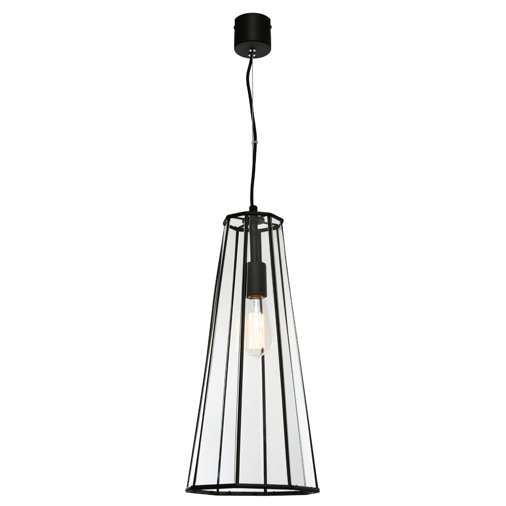 Cougar ZARA Pendant - 1 Light Metal and Clear Glass Cone-Cougar Lighting-Ozlighting.com.au