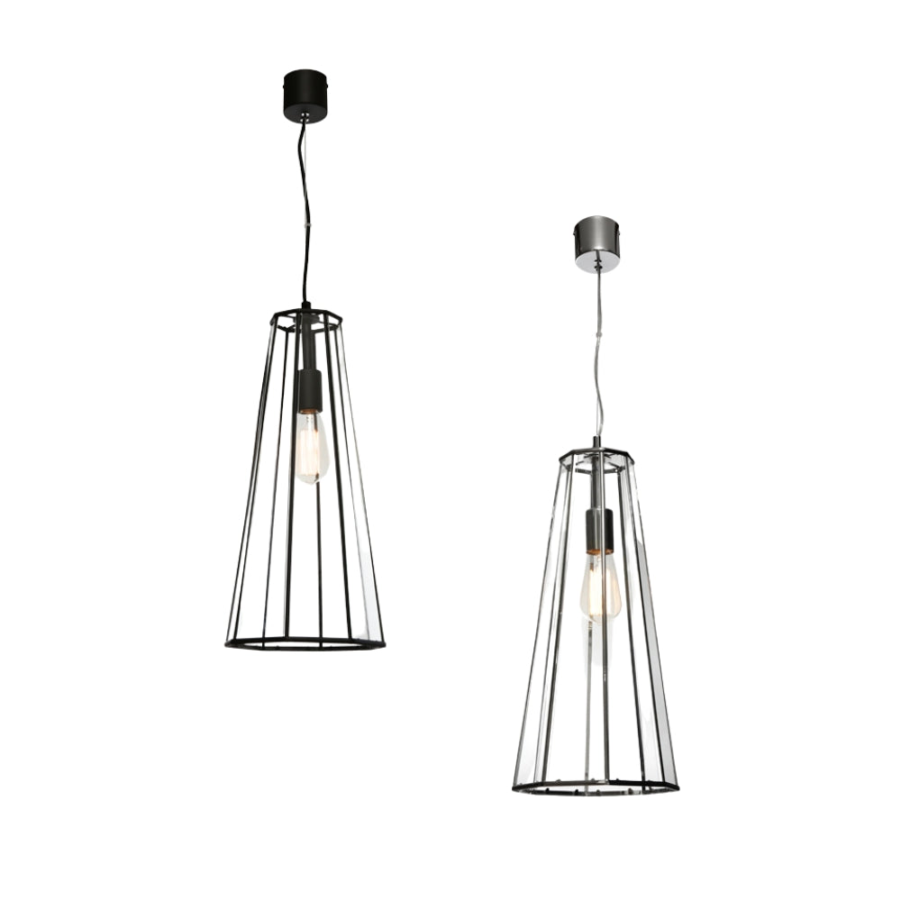 Cougar ZARA Pendant - 1 Light Metal and Clear Glass Cone-Cougar Lighting-Ozlighting.com.au