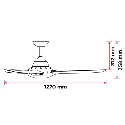 DEKA EVO-II-50-LIGHT - 3 Blade 1270mm 50" AC Ceiling Fan With 18W LED Light-DEKA-Ozlighting.com.au