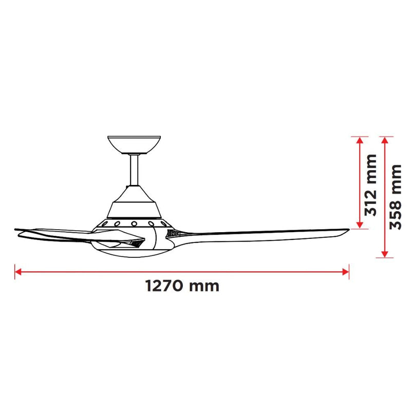 DEKA EVO-II-50-LIGHT - 3 Blade 1270mm 50" AC Ceiling Fan With 18W LED Light-DEKA-Ozlighting.com.au