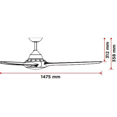 DEKA EVO-II-58-LIGHT - 3 Blade 1475mm 58" AC Ceiling Fan With 18W LED Light-DEKA-Ozlighting.com.au