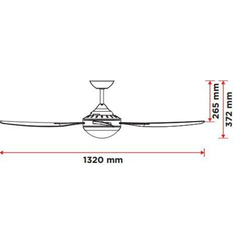 DEKA INGRAM-52-LIGHT - 4 Blade 1320mm 52" AC Ceiling Fan With 18W LED Light-DEKA-Ozlighting.com.au