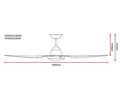 Deka RONDO-52-REMOTE - 52" 1320mm 4 Blade AC Ceiling Fan With Light And Remote-DEKA-Ozlighting.com.au