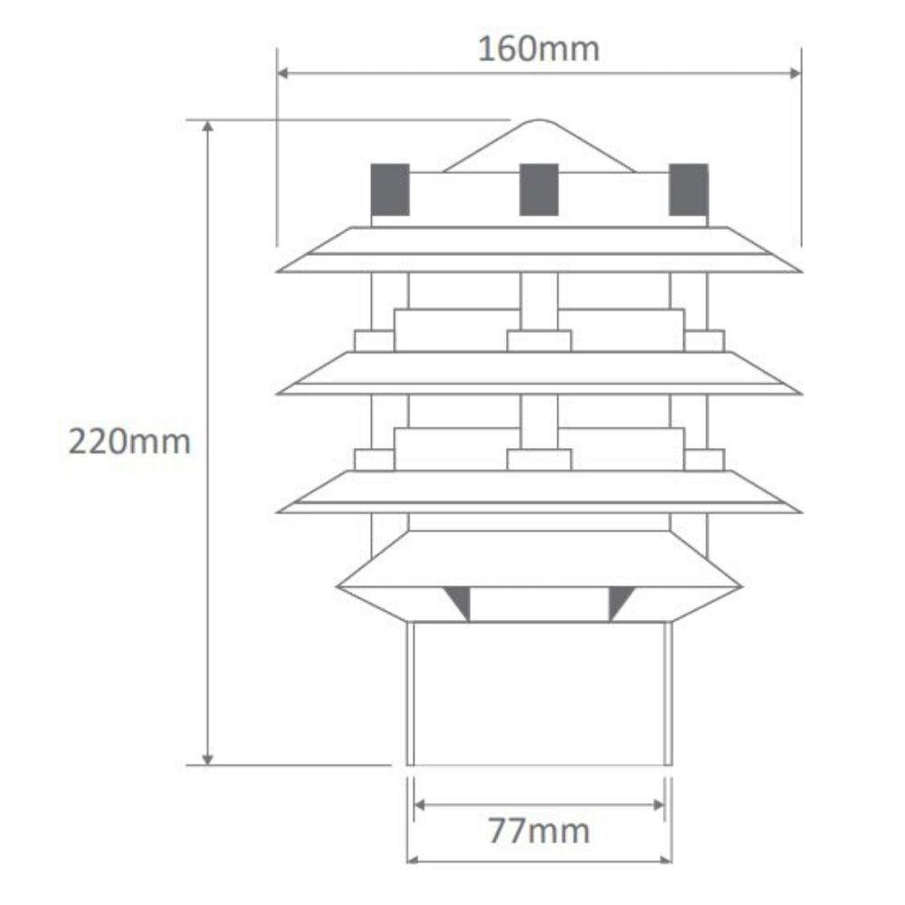 Domus BL-100 Bollard Head - Three Tier Garden Light Powder Coated Finish-Domus Lighting-Ozlighting.com.au